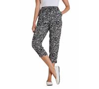 Chums Ladies Viscose Crop Print Trousers, Lightweight 21" Cropped Summer Trousers with Elasticated Drawcord Waist & Pockets, Stylish Printed Black and White 22