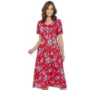 Chums Ladies Viscose Print Tea Dress - Fit & Flare Floral Midi with Shirred Back, Button Trim & ¾ Sleeves