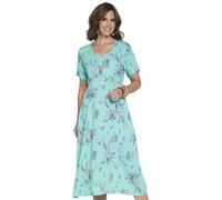 Chums Ladies Viscose Print Tea Dress - Fit & Flare Floral Midi with Shirred Back, Button Trim & ¾ Sleeves