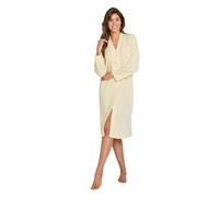 Chums Ladies Waffle Zip Through Dressing Gown - Soft Jersey Bathrobe with Tassel Zip Pull & Piping Detail Lemon XL