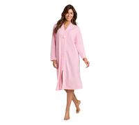 Chums Ladies Waffle Zip Through Dressing Gown - Soft Jersey Bathrobe with Tassel Zip Pull & Piping Detail Pink L