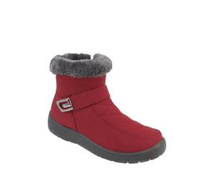Chums Ladies Wide EE Fit Quilted Side Zip Showerproof Boot with Thermal Lining & Faux Fur Trim Wine 5