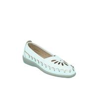 Chums Ladies Wide Fit Slip On Shoes, Cushioned Everyday Comfort, Breathable Flats with Cut-Out Design White 4 UK