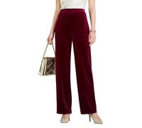 Chums Ladies Women's Velour Trousers Elegance and Comfort with Straight Leg Styling Wine 20 Extra Short