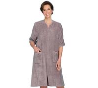 Chums Ladies Zip Through 3/4 Sleeve, 100% Cotton Towelling Dressing Gown | Cosy Loungewear, House Coat with Pockets