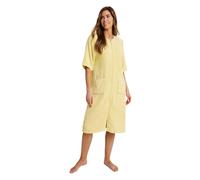 Chums Ladies Zip Through 3/4 Sleeve, 100% Cotton Towelling Dressing Gown Cosy Loungewear with Pockets Lemon 20-22