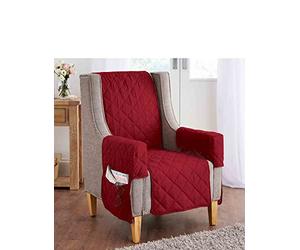 Chums Luxury Plain Quilted Furniture Protectors Reversible, Machine Washable Sofa Covers Easy Fit, Multiple Sizes for Chairs, Two-Seaters, and Three-Seaters Wine Armcaps (13.5" x 10" x 5")