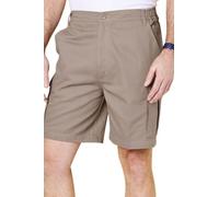Chums Men's Cotton Cargo Shorts with Side Elastic Waist with Classic Belt Loops & Button Flap Pockets, Soft Breathable 100% Cotton Khaki 44