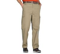 Chums Men's Cotton Cargo-Style Trousers with Side Elastic Waist, Functional and Comfortable Smart Casual Outdoor Pants Khaki 32W / 29L
