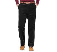 Chums Men's Cotton Corduroy Trouser Stylish & Comfortable Hidden Extra Waistband Pants Black 38W / 27L