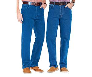 Chums Men's Denim Jeans in Pack of 2 Stretch Fabric Side Elasticated Waistband Stonewash Finish