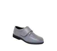 Chums Men's Extra Wide Fit Leather Touch Fasten Shoes with Cushioned Ankle Collar, Adjustable Strap in a Classic Smart Style (H FIT) Grey 12 UK