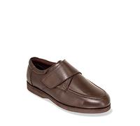 Leather Extra Wide Fit Touch Fasten Shoe Chums Brown 13