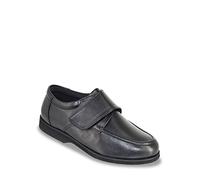 Chums Men's Extra Wide Fit Leather Touch Fasten Shoes with Cushioned Ankle Collar, Adjustable Strap in a Classic Smart Style (H FIT) Black 10 UK