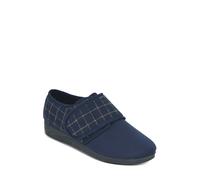 Chums Men's Extra Wide Fit Touch Fasten Slippers Adjustable Strap Slip Resistant Rubber Sole for Indoors & Outdoors Navy 11