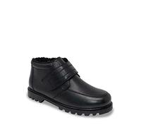 Chums Men's Leather Thermal Lined Touch Fasten Boots, Standard Fit Winter Boots with Faux Fur Insole and Grip Sole Black 8 UK