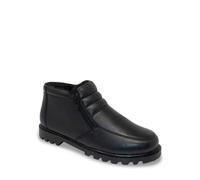 Chums Men's Wide Fit Leather Thermal Lined Touch Fasten Boots, Winter Boots with Faux Fur Insole and Grip Sole Black 8 UK