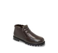 Chums Men's Wide Fit Leather Thermal Lined Touch Fasten Boots, Winter Boots with Faux Fur Insole and Grip Sole Brown 12 UK