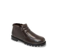 Chums Men's Wide Fit Leather Thermal Lined Touch Fasten Boots, Winter Boots with Faux Fur Insole and Grip Sole Brown 9 UK