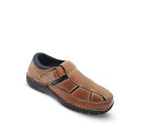 Chums Men's Leather Wide Fit Sandals with Touch Fasten Strap, Open Air Panels & Rugged Outsole Tan 8 UK