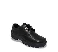 Chums Men's Leather Wide Fit Walking Shoes - Lace Up, Cushioned Insole & Grip Sole for Supportive Everyday Comfort Black 8 UK