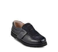 Chums | Mens | Leather Wide Fitting Shoes Wide Opening for Easy Access Touch Fastening for Comfortable Fit Black 8 UK