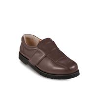 Chums Men's Leather Wide Fitting Shoes Wide Opening for Easy Access Touch Fastening for Comfortable Fit Brown 9 UK