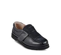 Chums Men's Leather Wide Fitting Shoes Wide Opening for Easy Access Touch Fastening for Comfortable Fit Black 10 UK