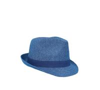 Chums Men's Lightweight Straw Trilby, Summer Style Woven Straw Hat Navy L-XL