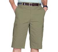 Chums Men's Long Cargo Shorts with Side Elastic Waistband, Roomy Button-Down Pockets, Longer Fit 100% Cotton Short Khaki 38