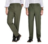 Chums Men's Pack of 2 Elasticated Waist Pull-On Trousers | 3 Pockets, Drawcord, Stretch Waistband, Durable & Comfortable