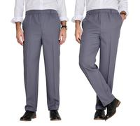 Chums Men's Pack of 2 Elasticated Waist Pull-On Trousers with Drawcord Grey 46W / 31L