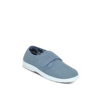 Wide Fit Canvas Touch And Close Shoe Chums Blue 12