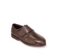 Wide Fit Touch Fasten Leather Shoe Chums Brown 7