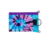 Chums Surfshorts Wallet - Lightweight Slim Wallet w/RFID Blocking Card - Zippered, Minimalist Wallet w/Key Ring - Tie Dye Pattern, PURPLE TIE-DYE, One size