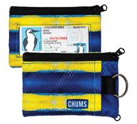 Chums Surfshorts Wallet - Lightweight Slim Wallet with RFID Blocking Card & Clear ID Window - Zippered Minimalist Wallet w/Key Ring (Yellowfin)