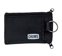 Chums Surfshorts Wallet - Lightweight Slim Wallet with RFID Blocking Card & Clear ID Window - Zippered, Water Resistant w/Key Ring (Black)