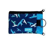 Chums Surfshorts Wallet - Patterns Collection, Lightweight Slim Wallet with RFID Blocking Card & Clear ID Window - Zippered Minimalist Wallet w/Key Ring, Birds, 4.5 x 3 inches, Minimalist