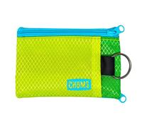 Chums Surfshorts Wallet - Solid Colors Collection, Lightweight Slim Wallet with RFID Blocking Card & Clear ID Window - Zippered Minimalist Wallet w/Key Ring, Lime/Citrus, 4.5" x 3", Casual