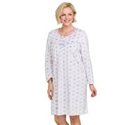 Chums Women's Brushed Fleece Nightdress - Super Soft Long Sleeve Winter Nighty with in Blue | Size: 24-26 Chums Blue 24-26