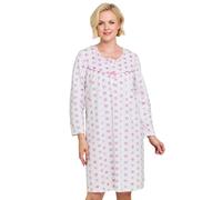 Chums Women's Brushed Fleece Nightdress - Super Soft Long Sleeve Winter Nighty with in Pink | Size: 12-14 Chums Pink 12-14