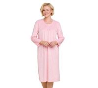 Chums Women's Brushed Fleece Print Nightdress Supersoft Long Sleeve Warm Winter in Pink | Size: 12-14 Chums Pink 12-14