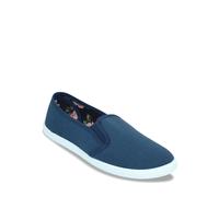Chums Ladies Dr Keller Stylish Floral Canvas Slip-On Shoes Comfortable E Fit with Elastic Gusset Inserts Breathable Cotton Uppers Vibrant Summer Prints Durable Construction Navy 4