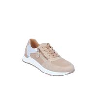 Ladies Dr Keller Wide E Fit Nubuck Look Trainer with Side Zip and Lace Up, Padded Ankle Collar with Cushioned Sock and Flexible Sole Beige