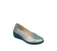 Chums Ladies Dr Lightfoot Wide EE Fit Comfort Slip On Flexisole Shoes, Lightweight Cushioned Insole, Low Wedge 1.5" Pewter 7