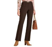 Chums Ladies Figure Flattering Trousers Fully Elasticated Comfort Pull-On Pants with Pintuck Stitch Chocolate 10 Extra Short