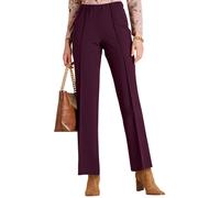 Chums Ladies Figure Flattering Trousers, Fully Elasticated Waist Pull-On Comfort Pants, Straight Leg Cut with Pintuck Stitch Wine 18 Extra Short