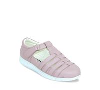 Chums Ladies Elegant Leather Touch Fasten Shoes Wide E Fit with Flexible Sole Front Lattice Design Lilac 4