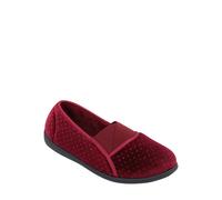 Chums Ladies Glitter Dot Velour E Fit Slippers with Elastic Gusset, Cosy Fit & Sturdy Sole Wine 6