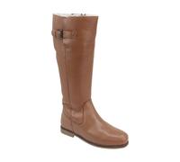 Chums Ladies Leather Zip Boots with Sherpa Fleece Lining, Adjustable Buckle, and Side Zip - Warm and Stylish Winter Footwear Tan 4 UK